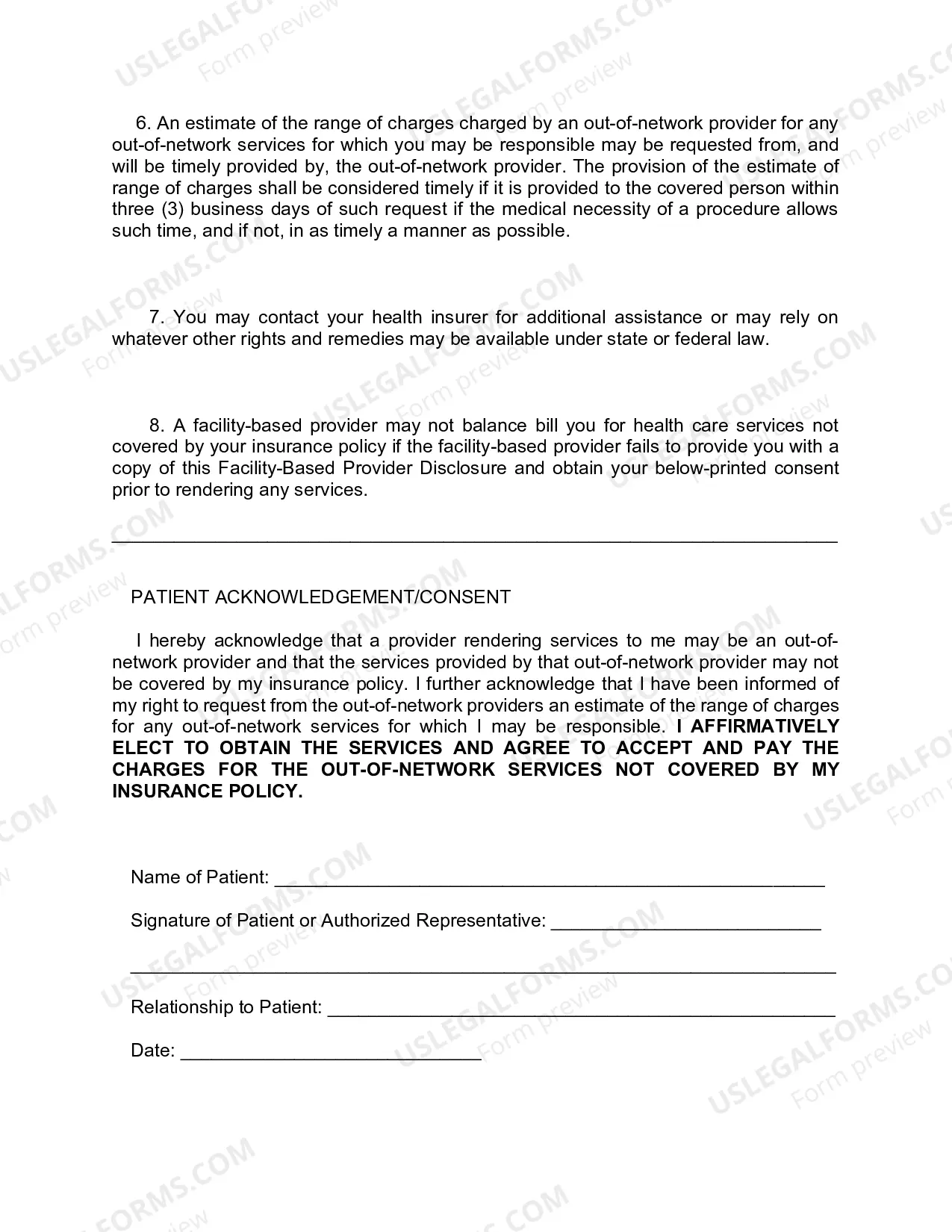 Preview APPENDIX 1 - FORM of FACILITY-BASED PROVIDER DISCLOSURE (Word doc)