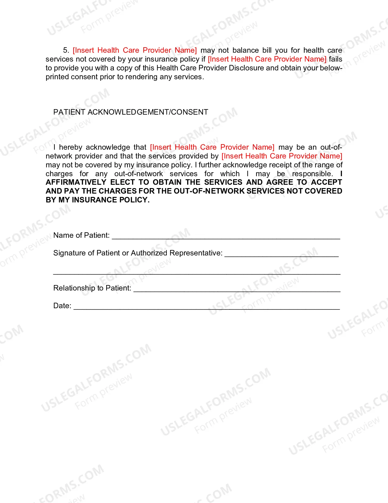 Preview APPENDIX 2 - FORM of HEALTH CARE PROVIDER DISCLOSURE (Word doc)