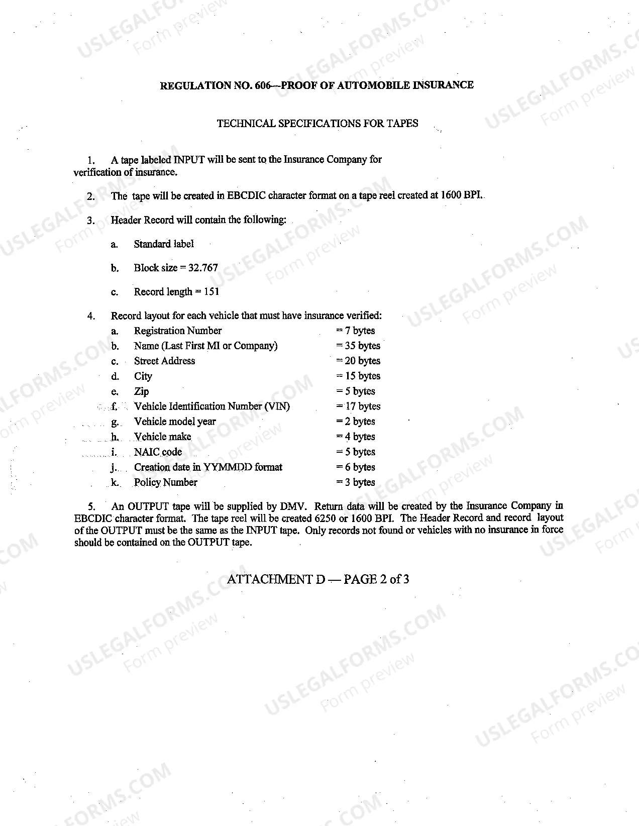 Preview Attachments/Forms For Compliance With Regulation 606
