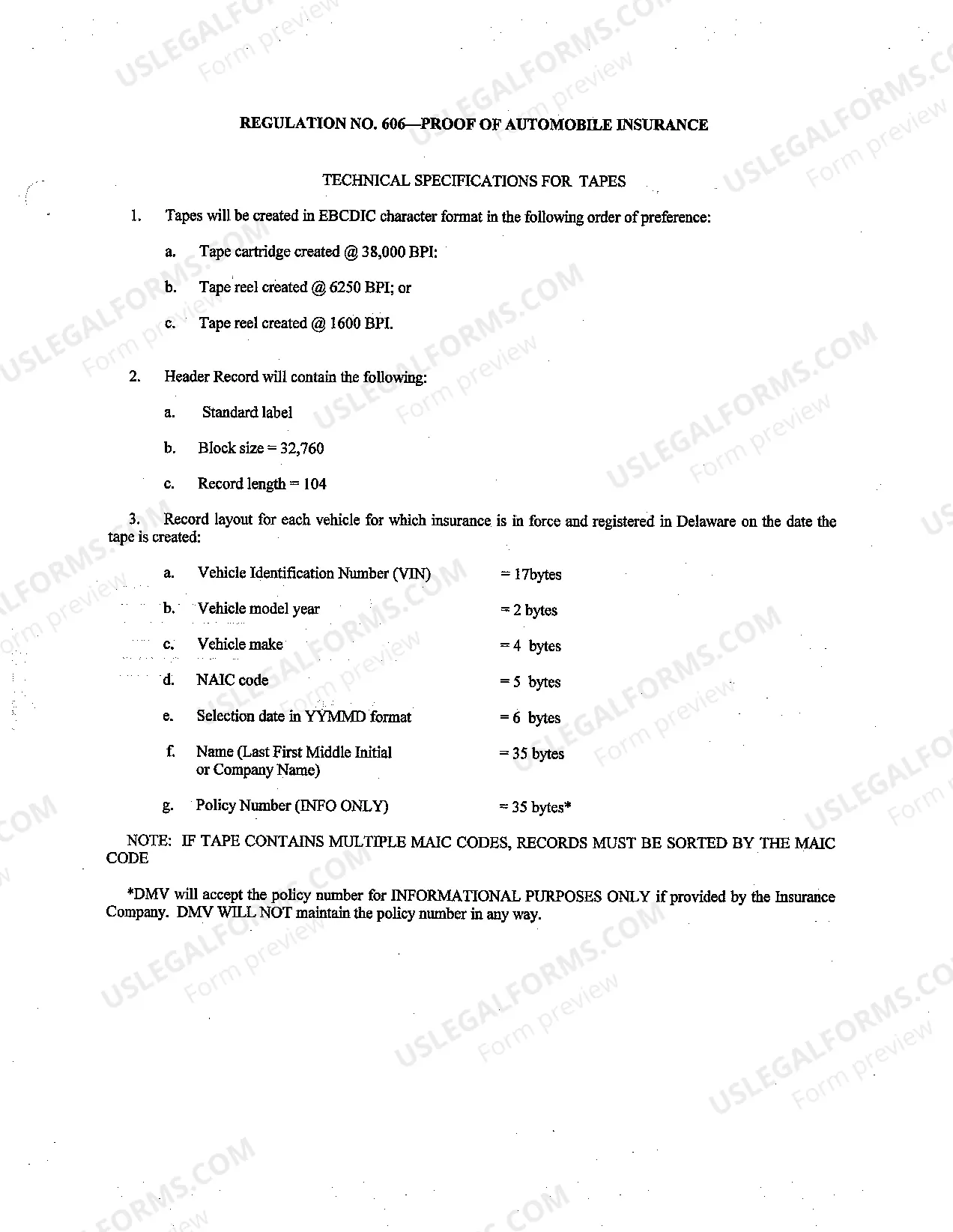 Preview Attachments/Forms For Compliance With Regulation 606