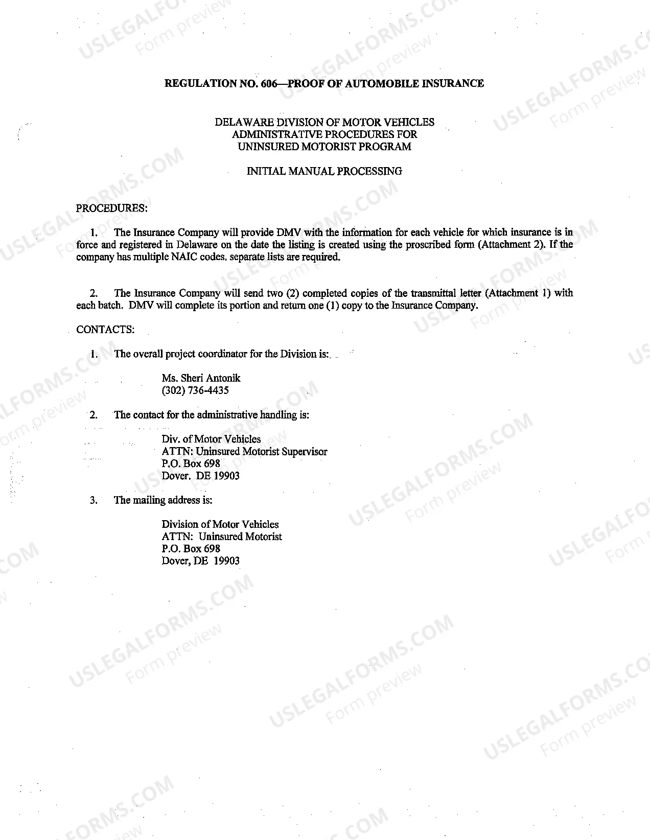 Preview Attachments/Forms For Compliance With Regulation 606