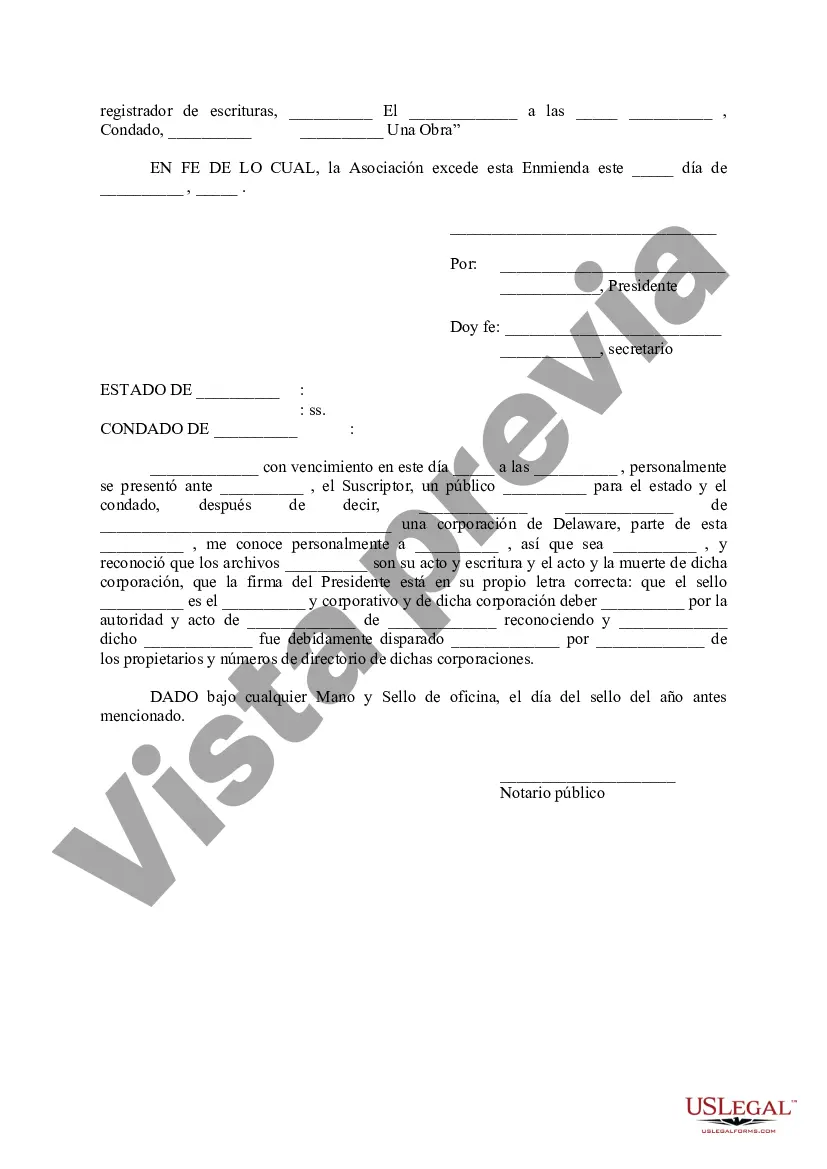 Preview Enmienda No. A la Declaración de Pactos Condiciones