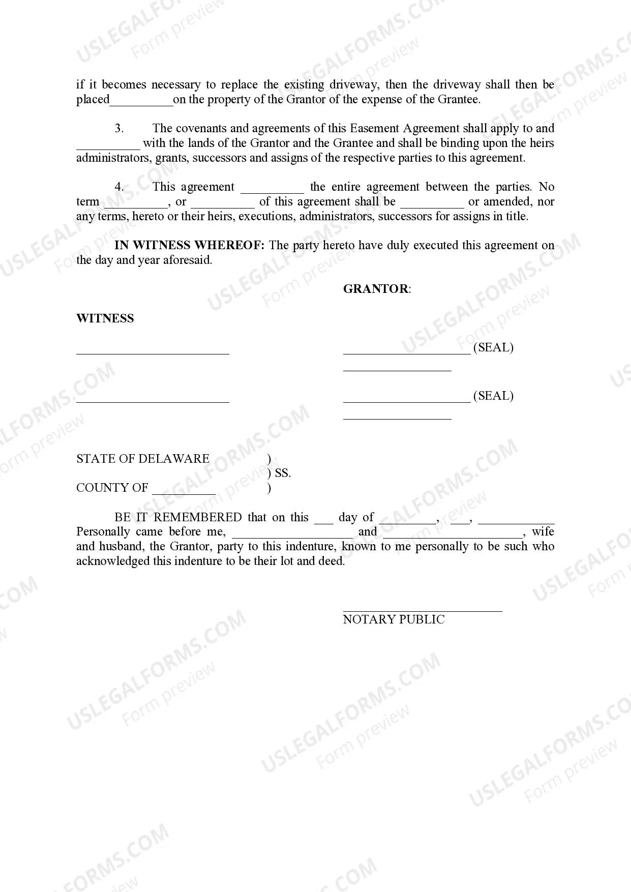 Preview Easement Agreement