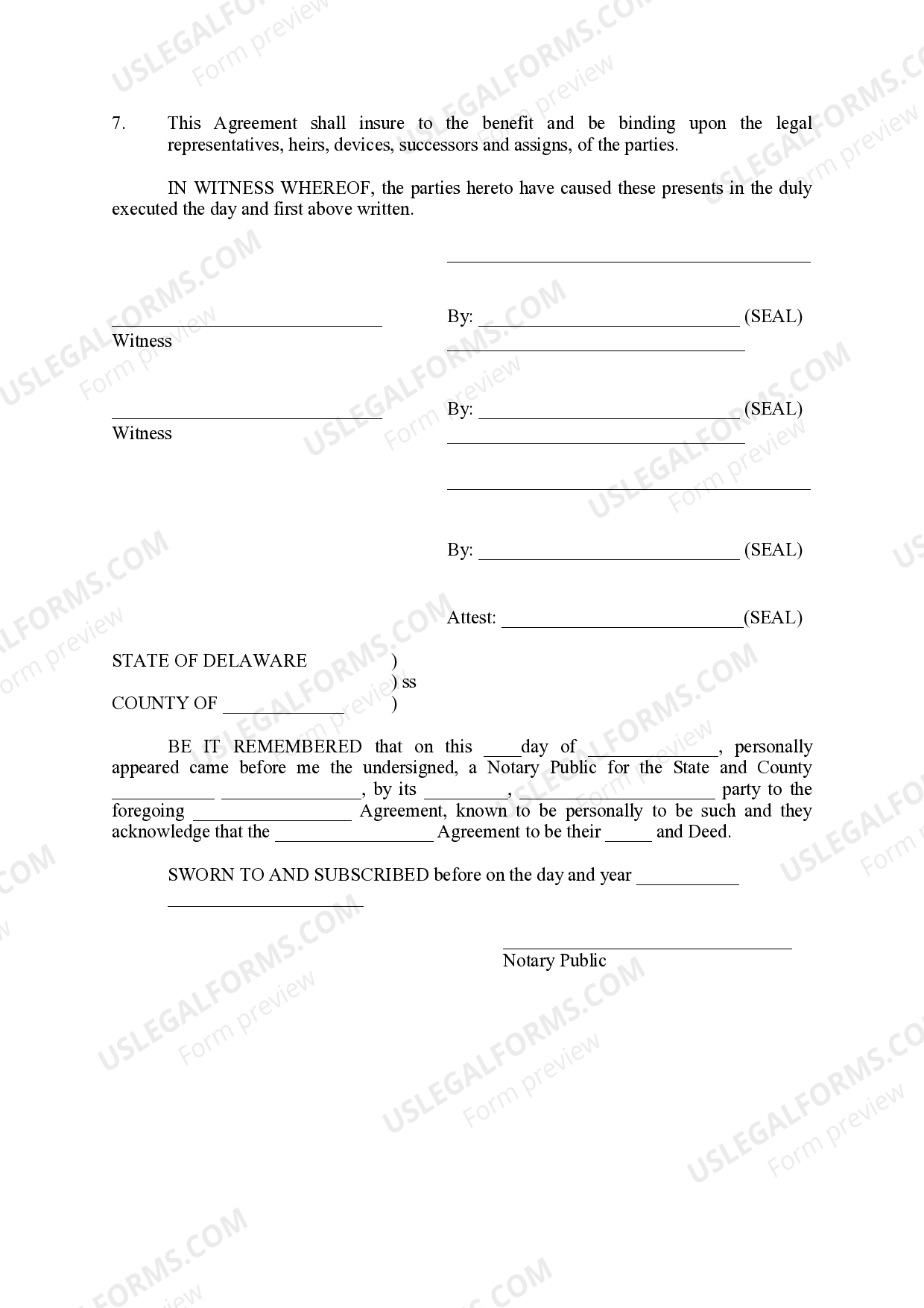 Delaware Subordination Agreement US Legal Forms