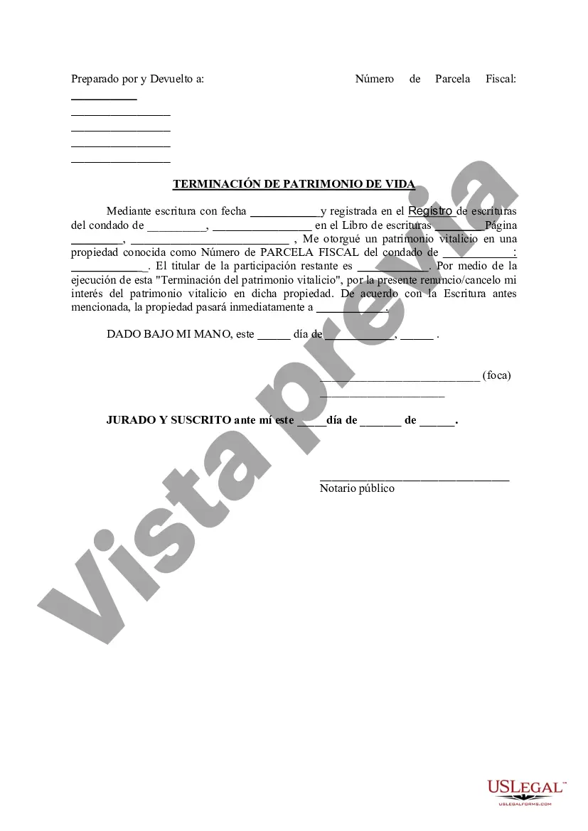 Preview Terminación del patrimonio vitalicio