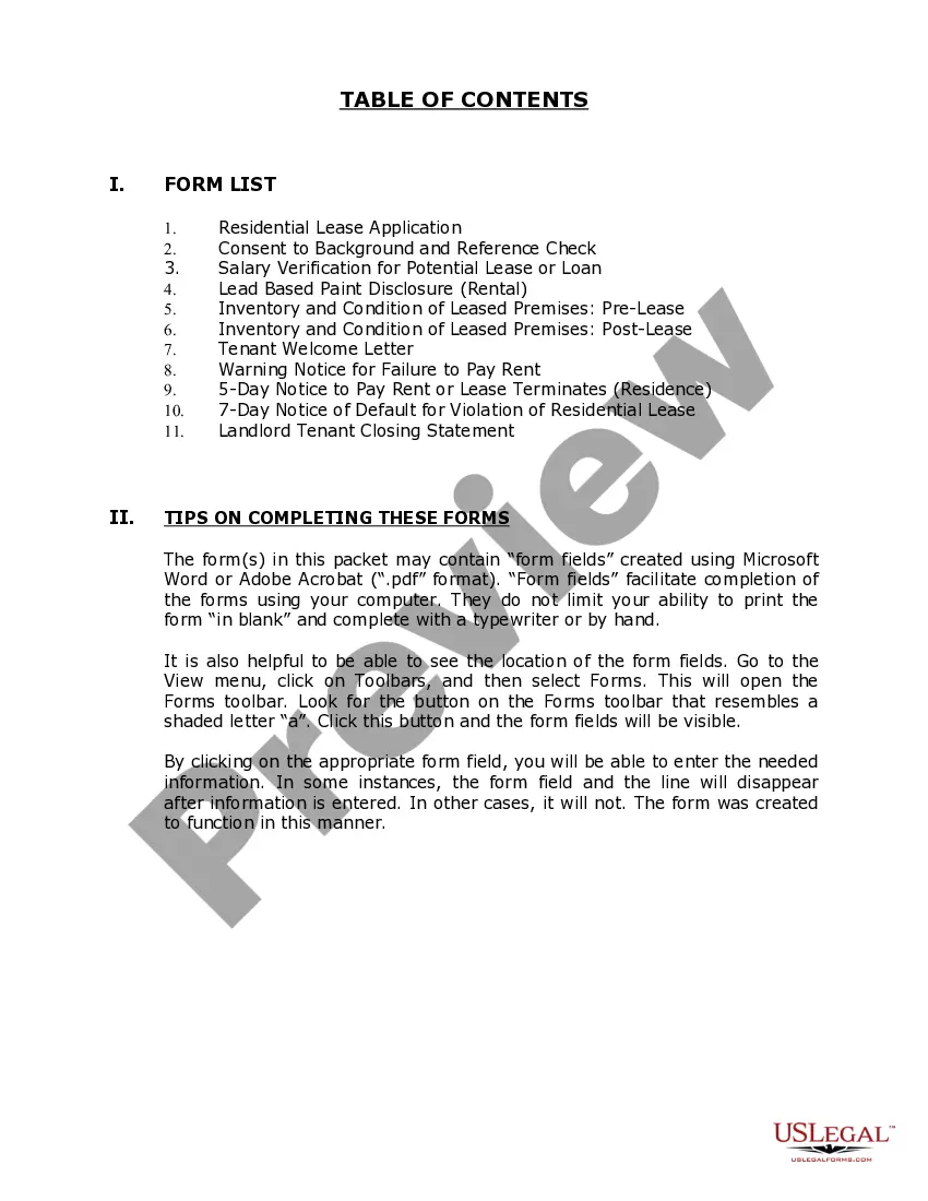 Preview Delaware Supplemental Residential Lease Forms Package