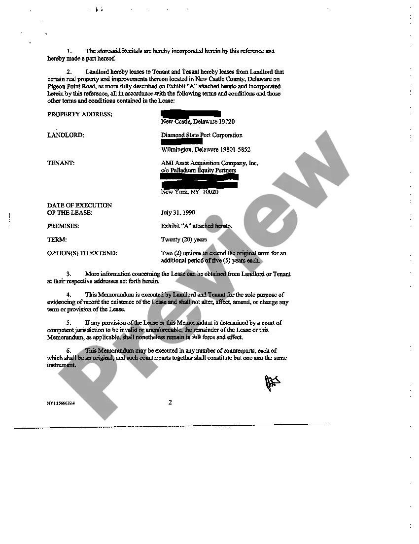 Get Memorandum of Lease - Formal Preview Memorandum of Lease - Formal