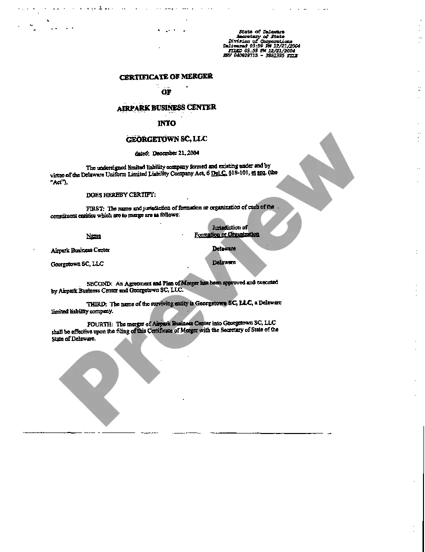 Preview Certificate of Merger between Partnership and LLC