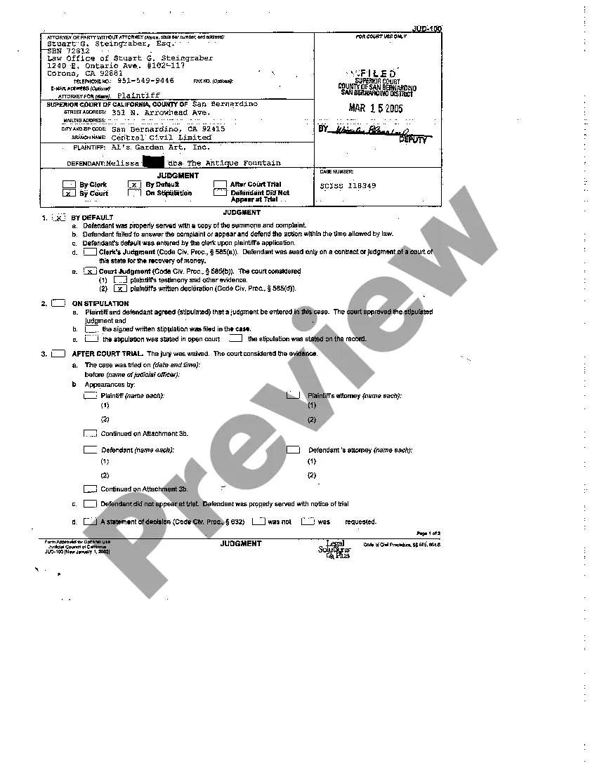 Preview Abstract of Judgment