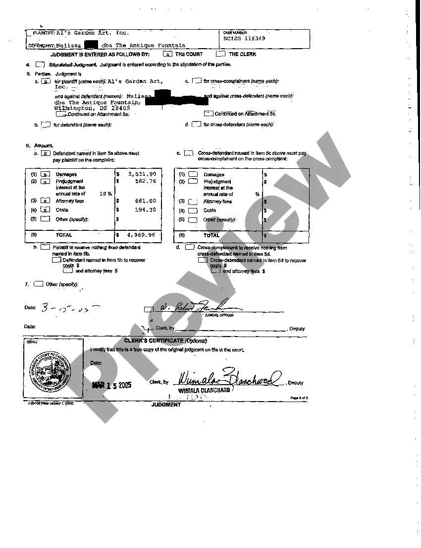 Preview Abstract of Judgment