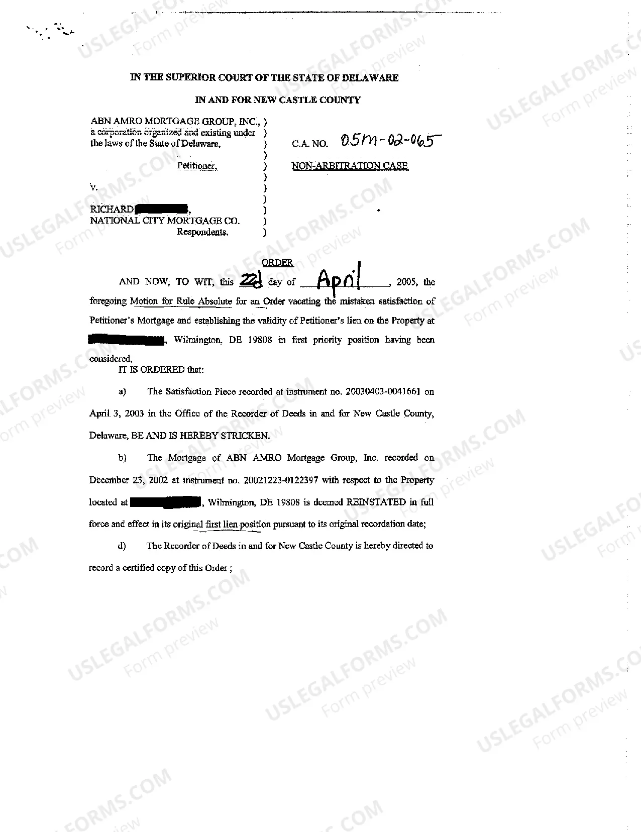 Preview Order Granting Property Lien