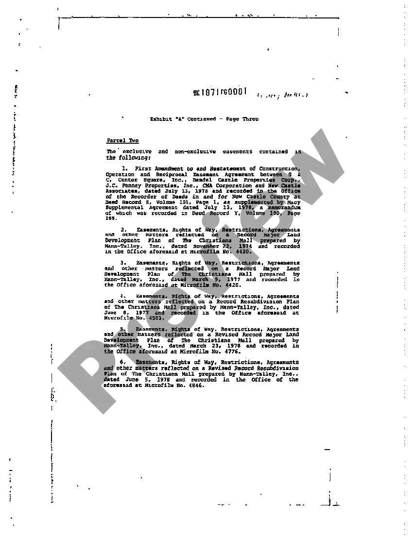 Preview Short Form Memorandum of Lease regarding Department Store