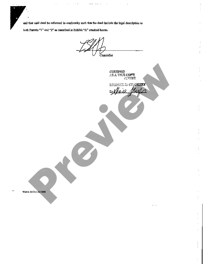 Preview Order Quieting Title and Reforming Deed