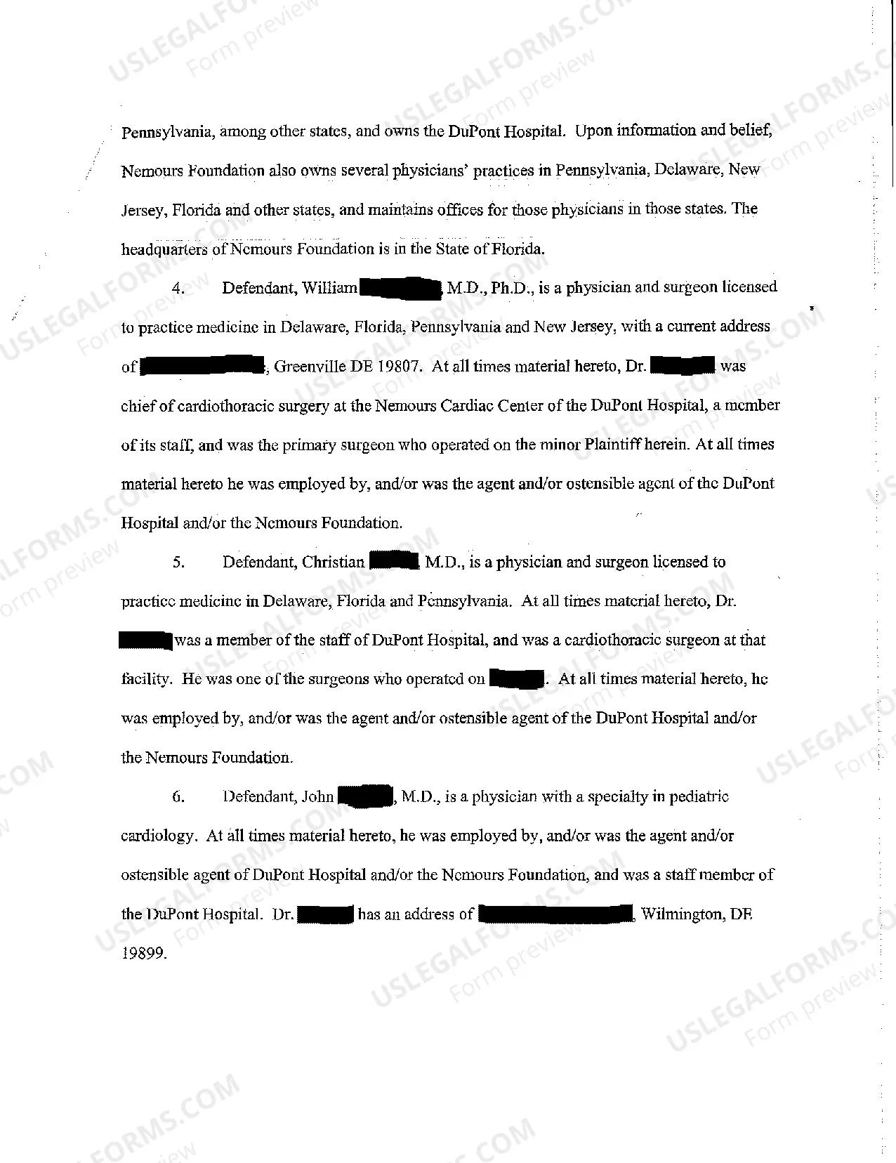 Preview A01 Complaint for Medical Malpractice
