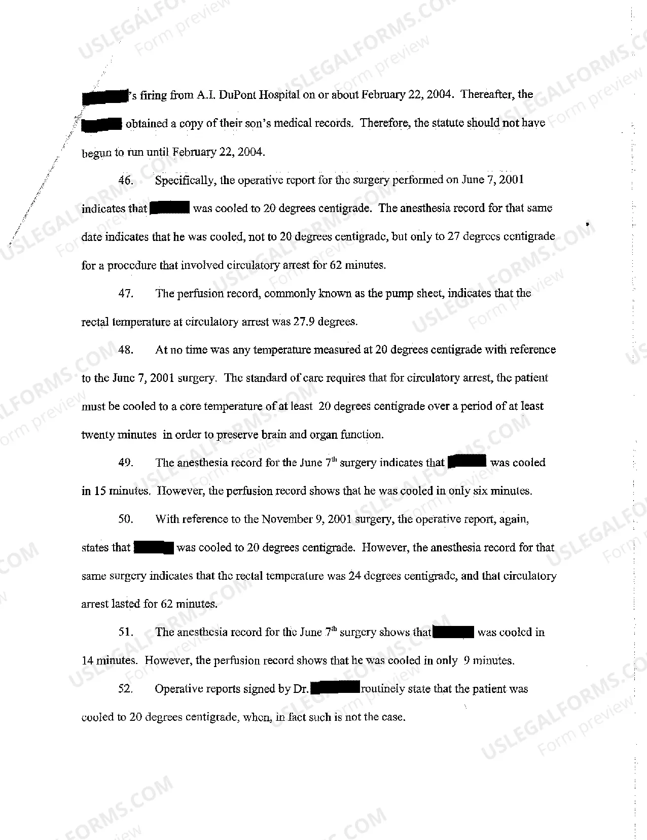 Preview A01 Complaint for Medical Malpractice