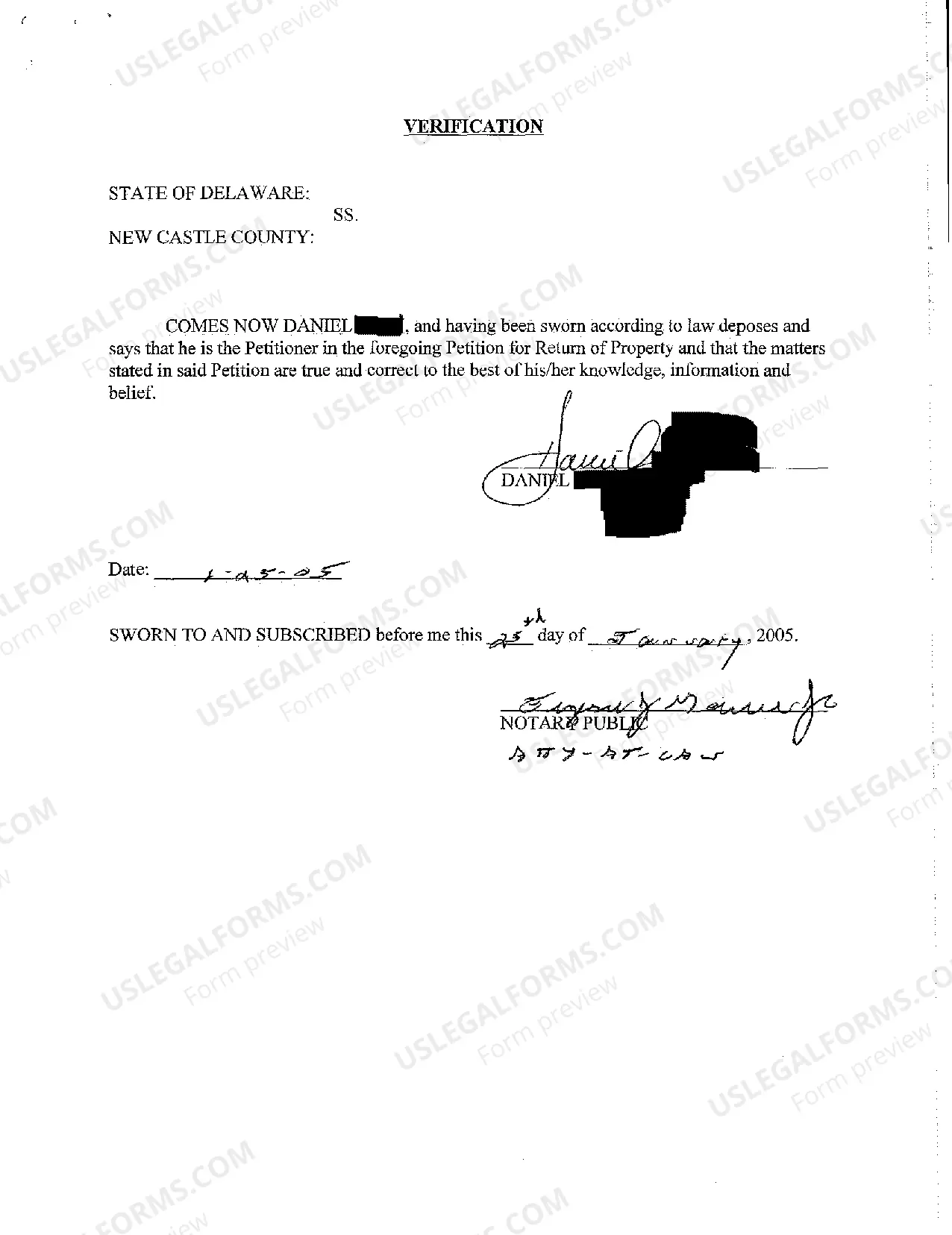 Preview Petition For Return of Property With Instructions