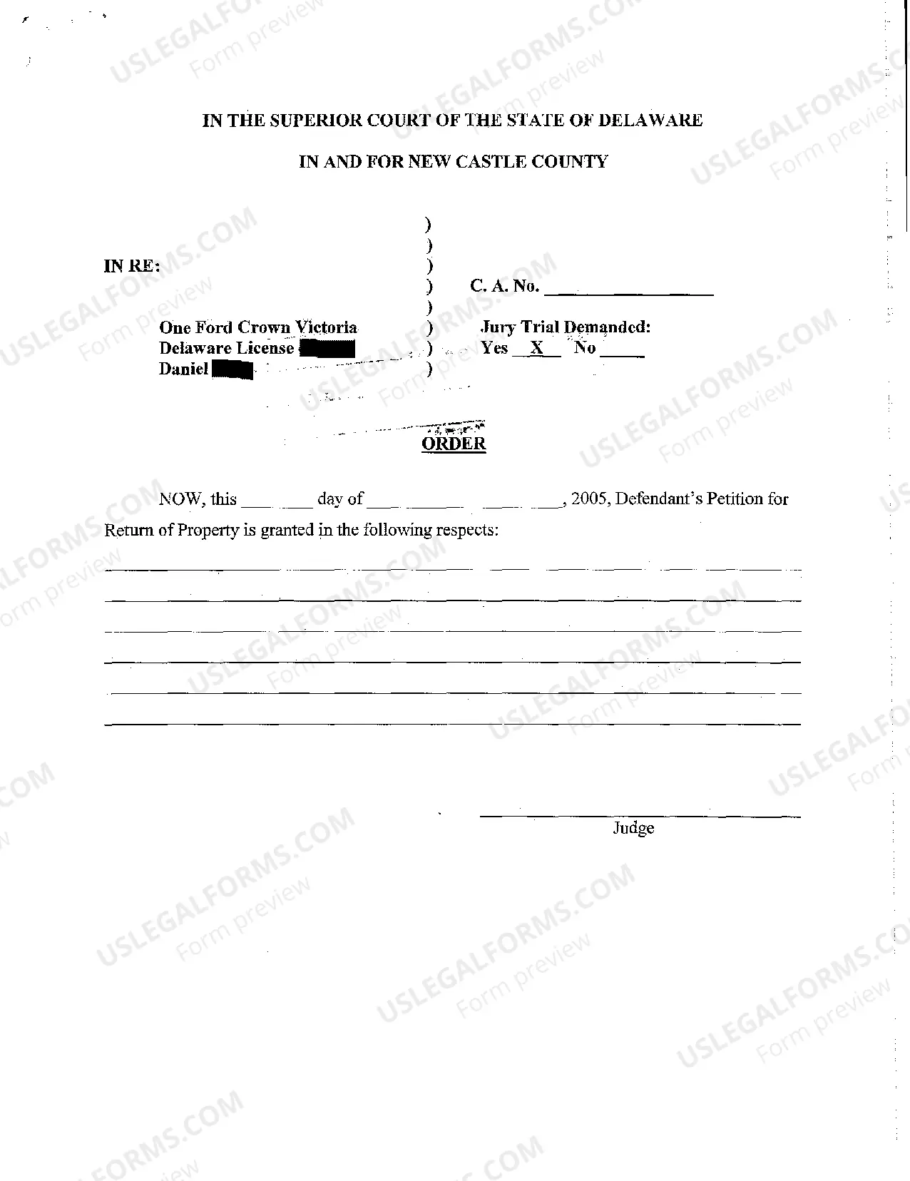 Preview Petition For Return of Property With Instructions