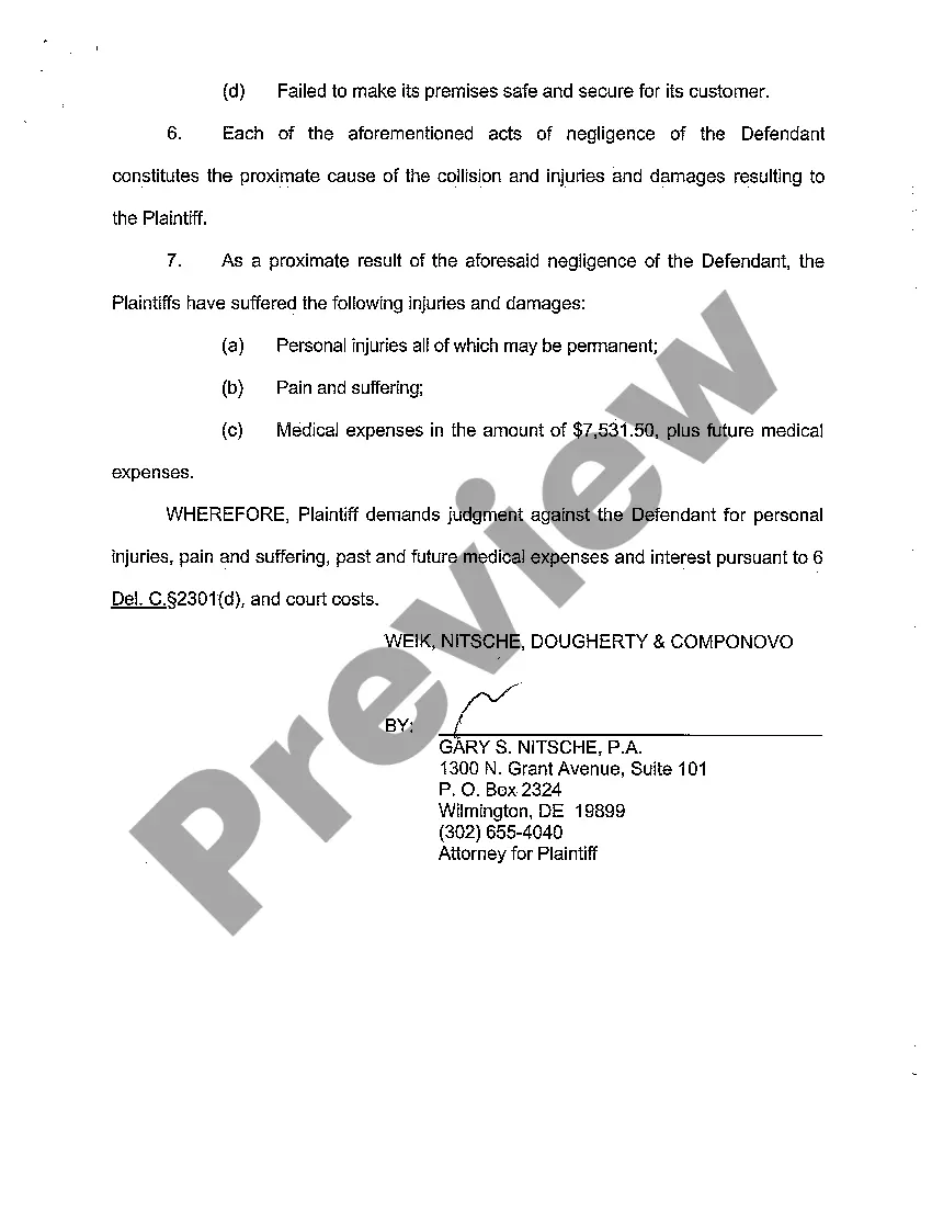 Get A01 Complaint for Slip and Fall Preview A01 Complaint for Slip and Fall