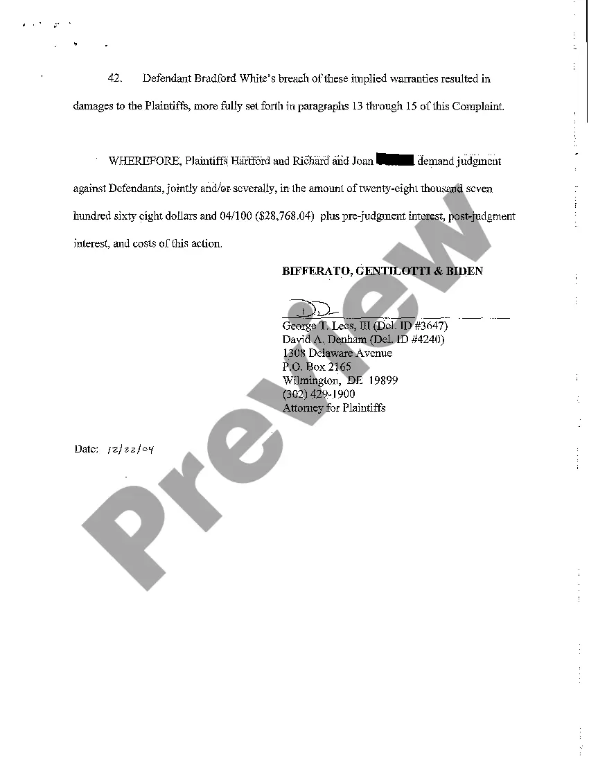 Preview Complaint of Subrogation on Damage to Home by Defective Water Heater