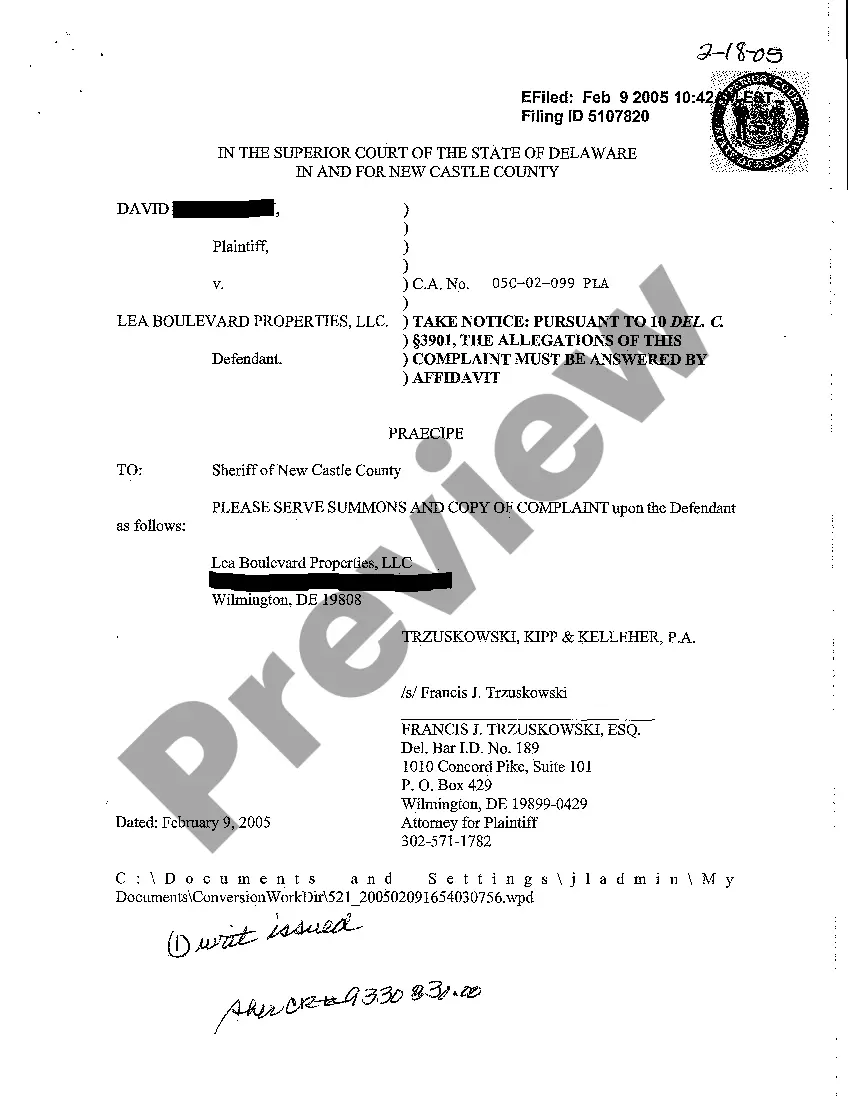 Preview A01 Complaint to Collect Promissory Note