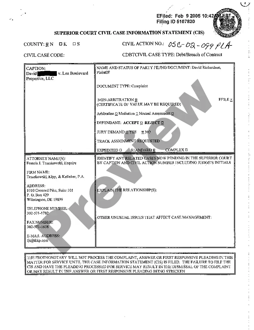 Preview A01 Complaint to Collect Promissory Note