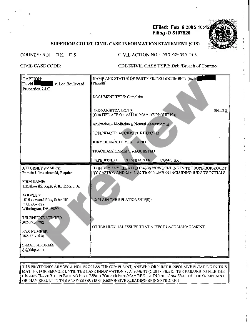 Preview A01 Complaint to Collect Promissory Note