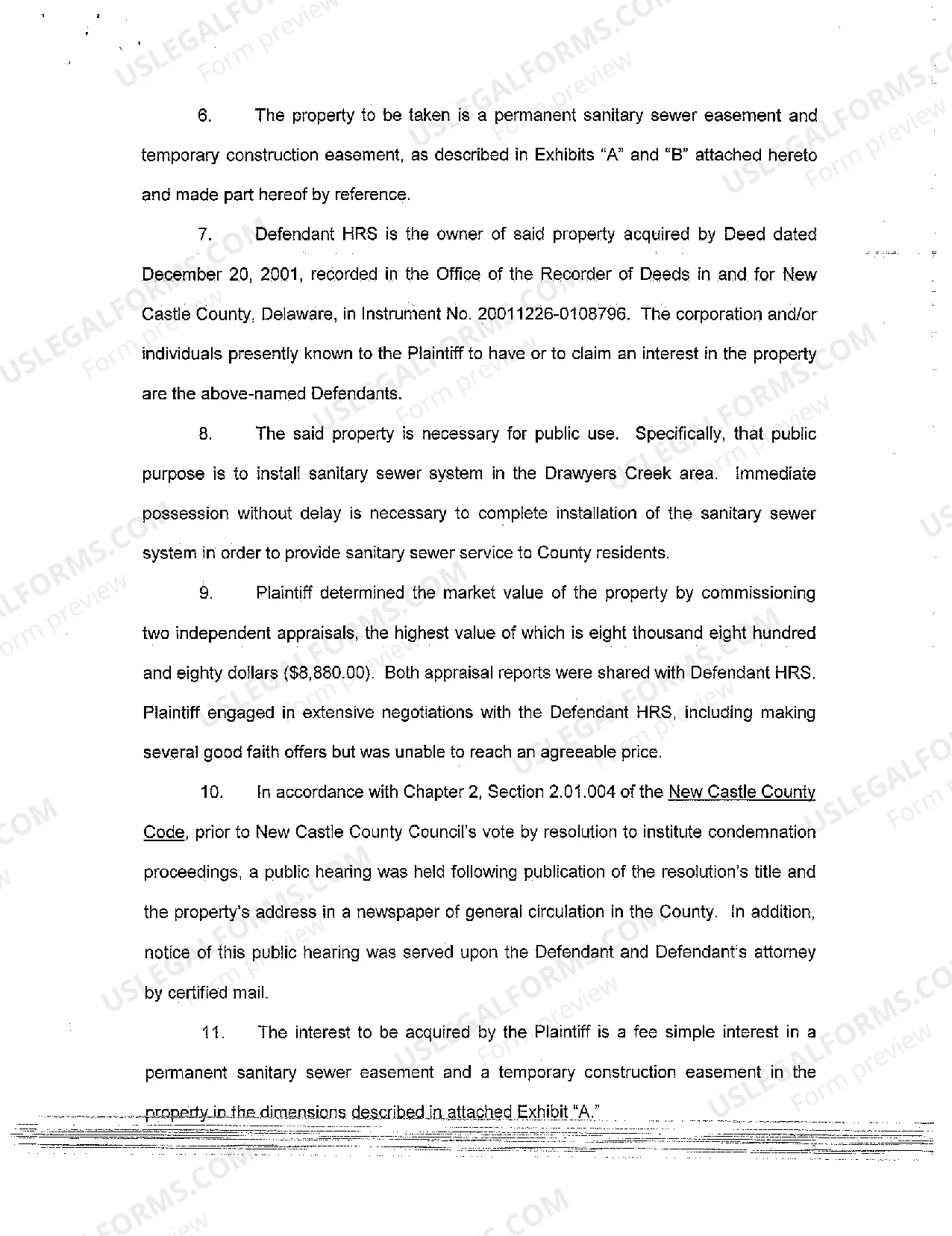 Preview A01 Complaint for Eminent Domain