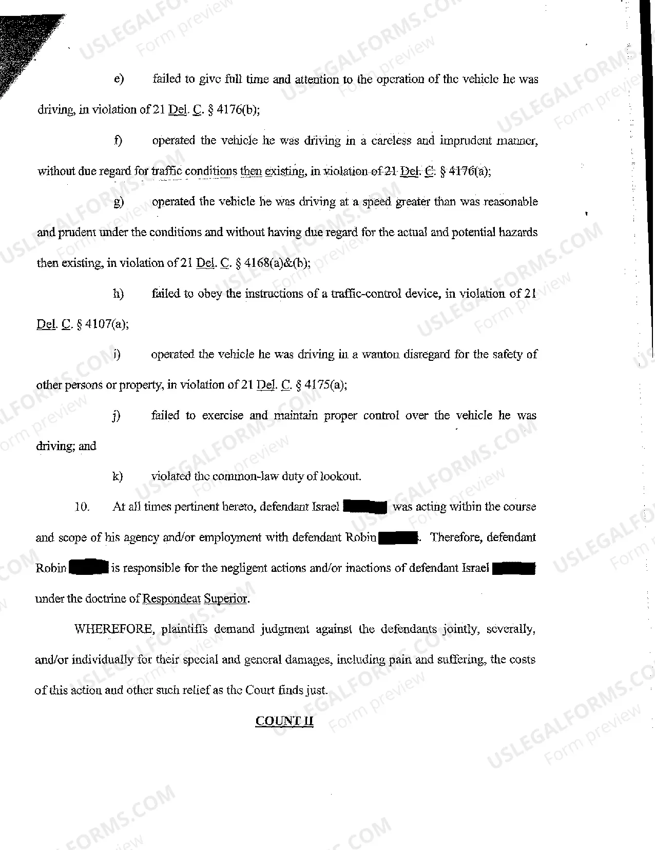 Preview A01 Complaint regarding pedestrian child struck by automobile