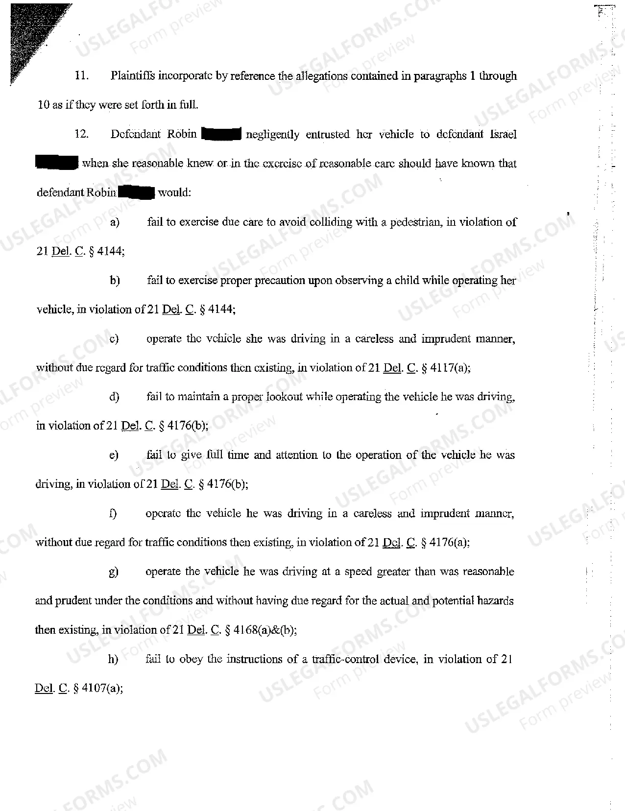 Preview A01 Complaint regarding pedestrian child struck by automobile