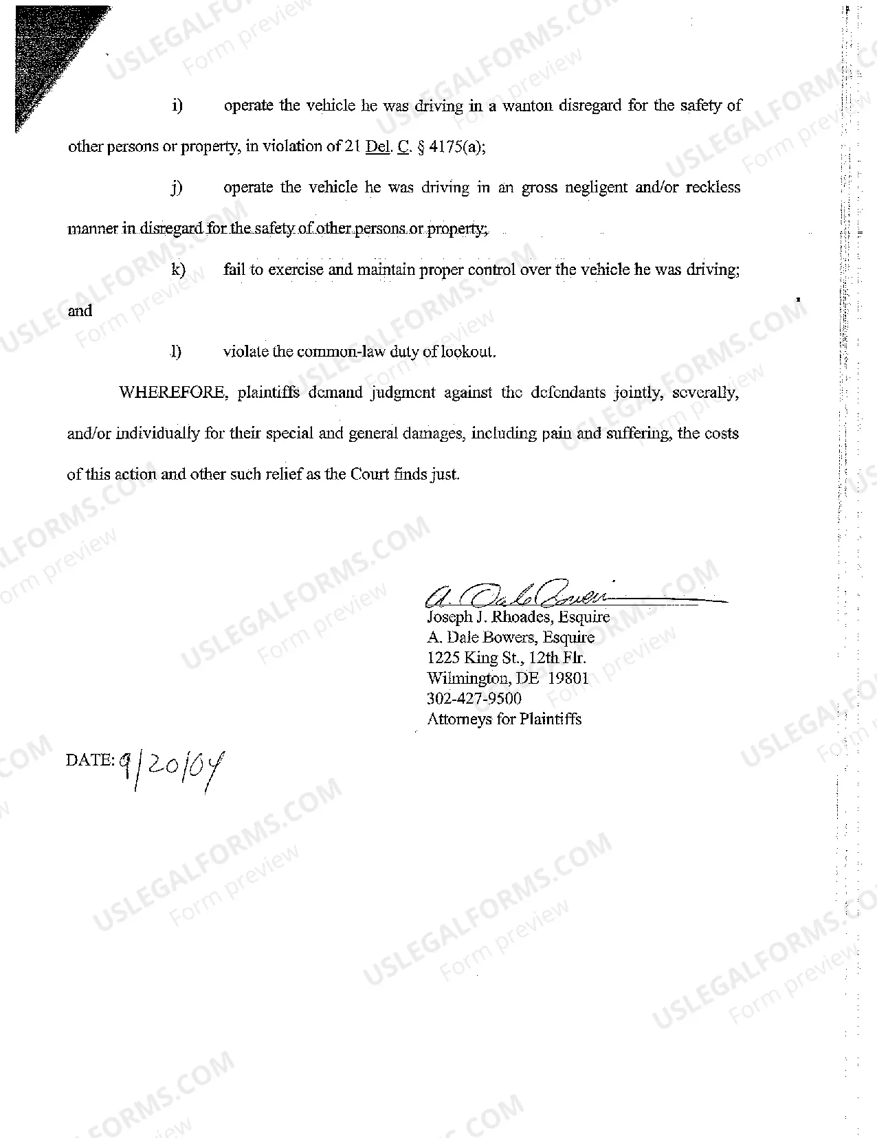 Preview A01 Complaint regarding pedestrian child struck by automobile