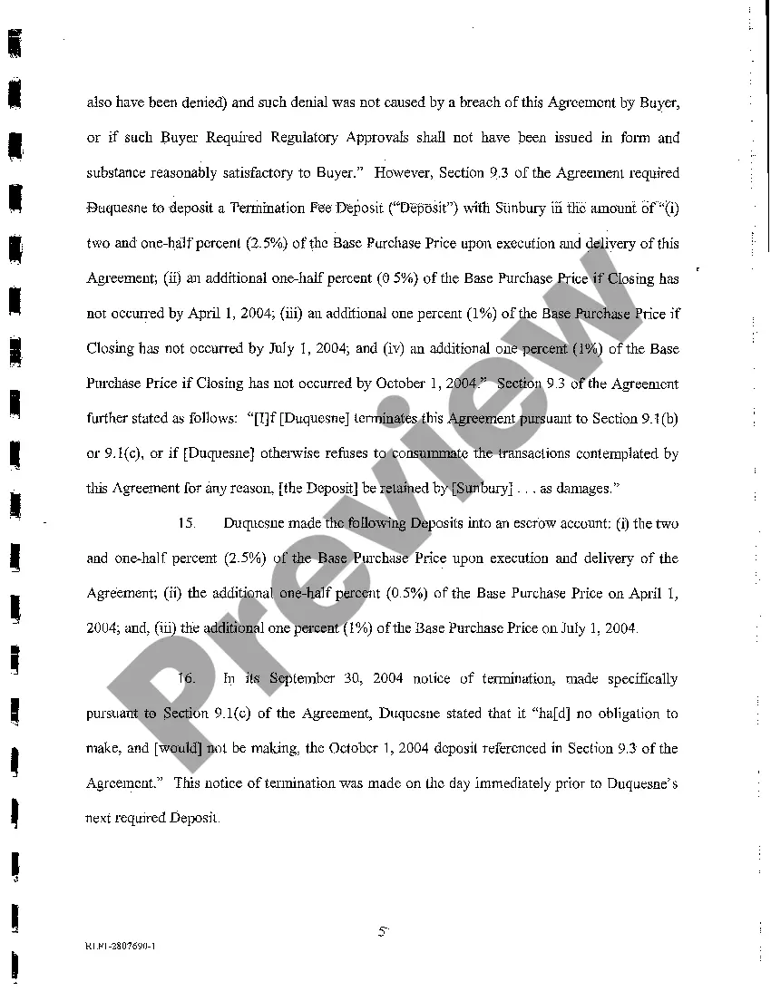 Preview A01 Complaint for Declaratory Judgment - Asset Sale Agreement