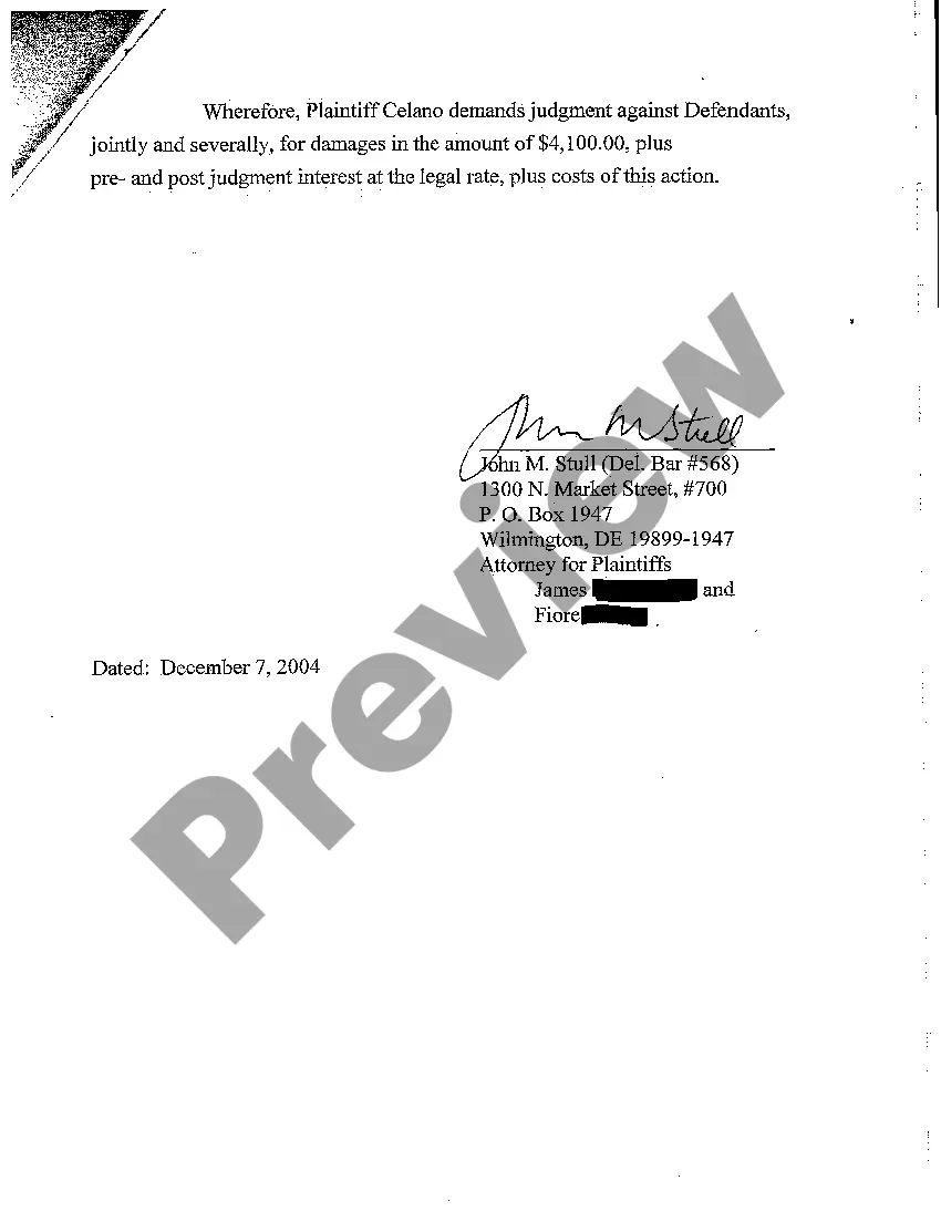 Preview A01 Complaint regarding property damage from fallen tree