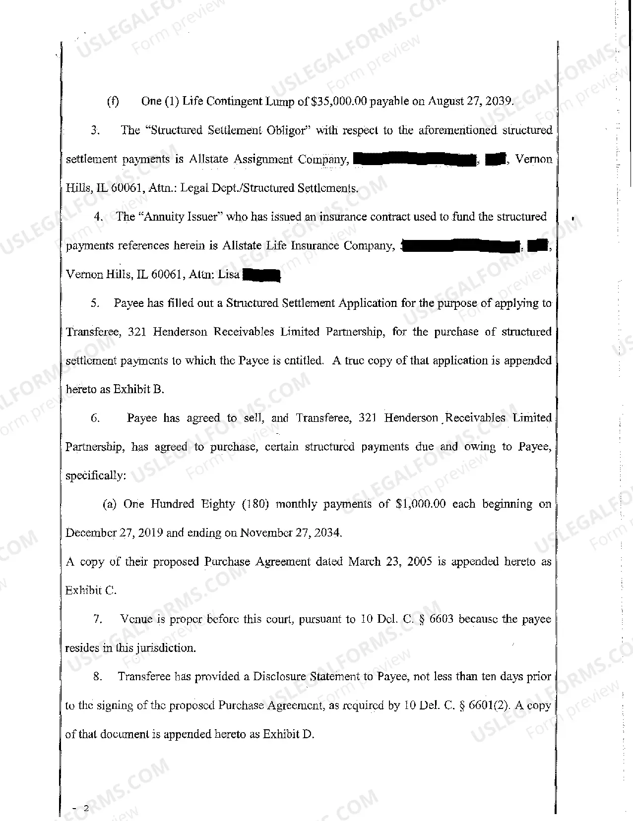 Preview A01 Verified Complaint for Court Approval of Purchase of Structured Settlement Payment Rights