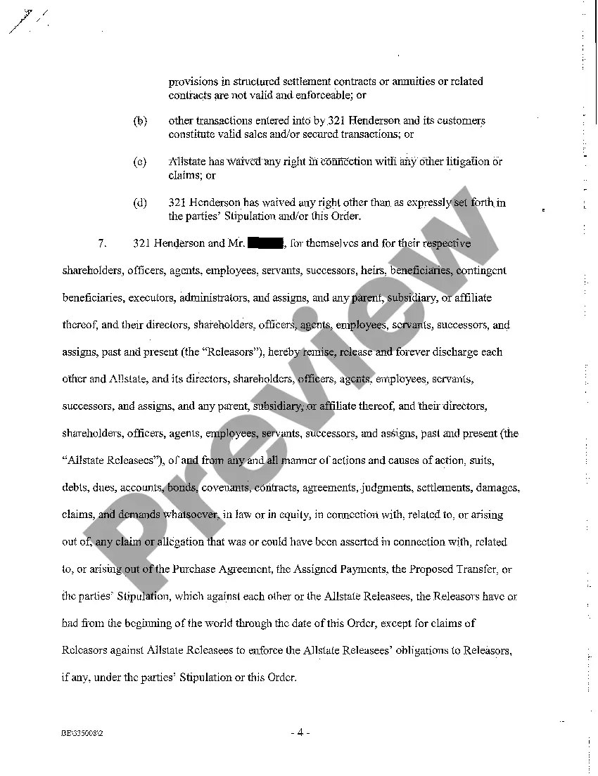 Preview A03 Amended Order Approving of Transferring Settlement Payments to Purchaser