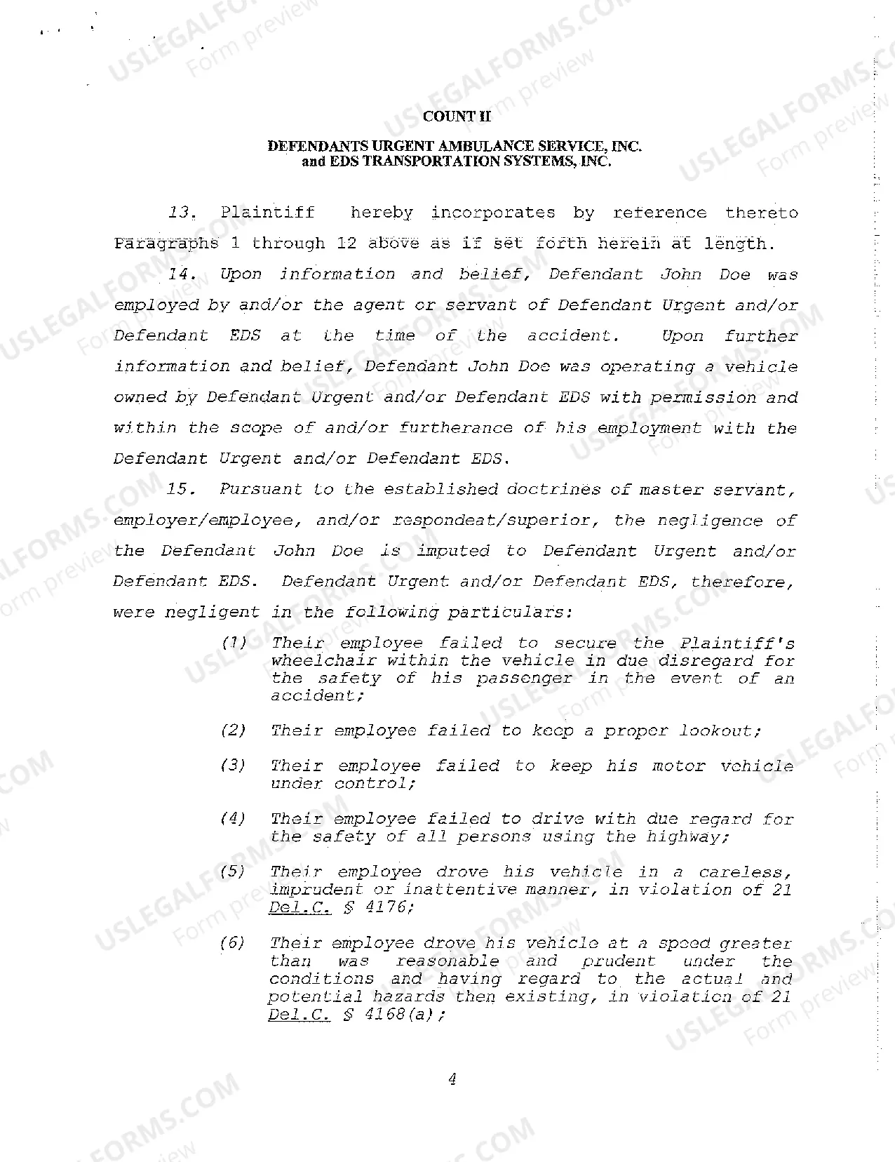 Preview A01 Complaint regarding injuries during transport on ambulance
