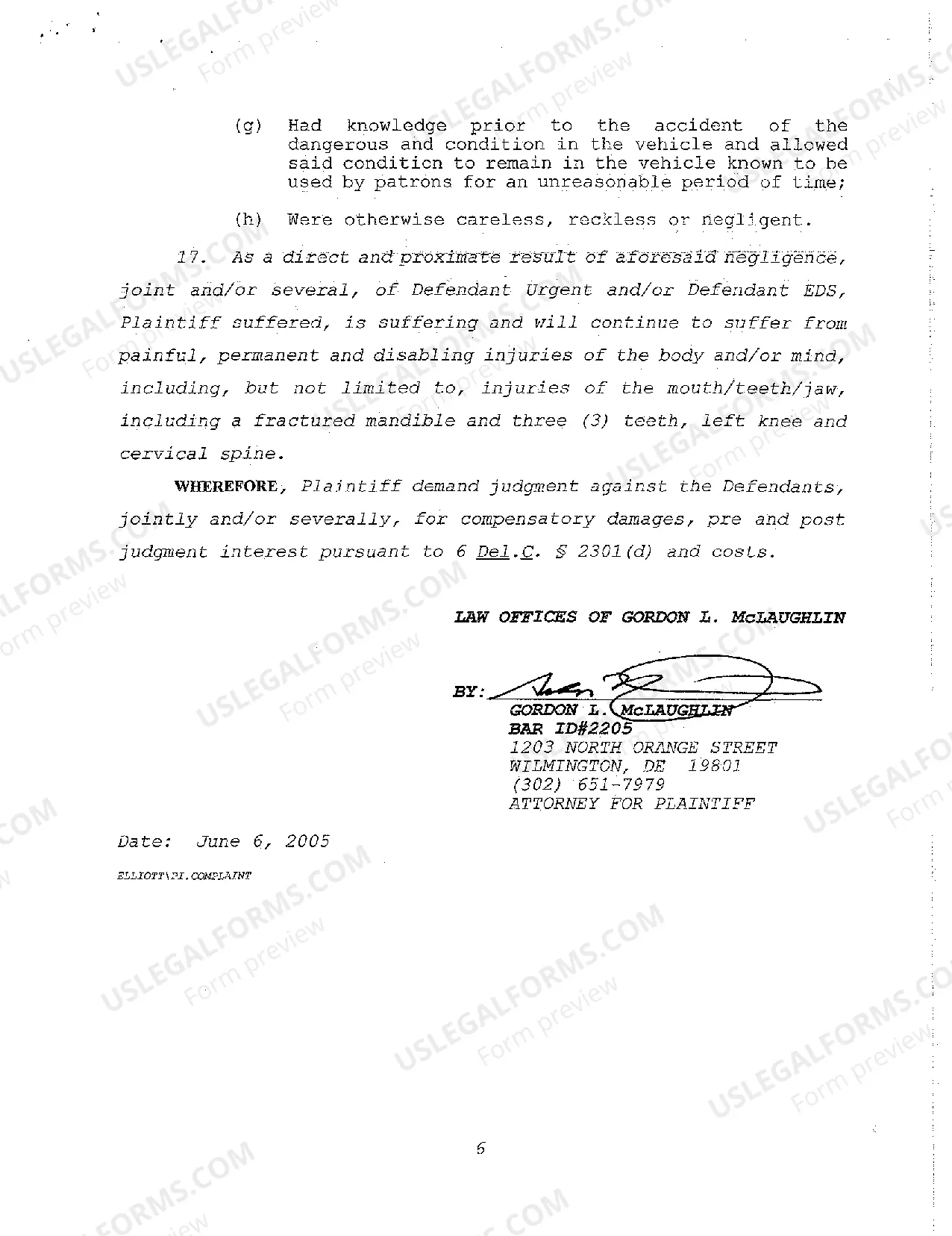 Preview A01 Complaint regarding injuries during transport on ambulance