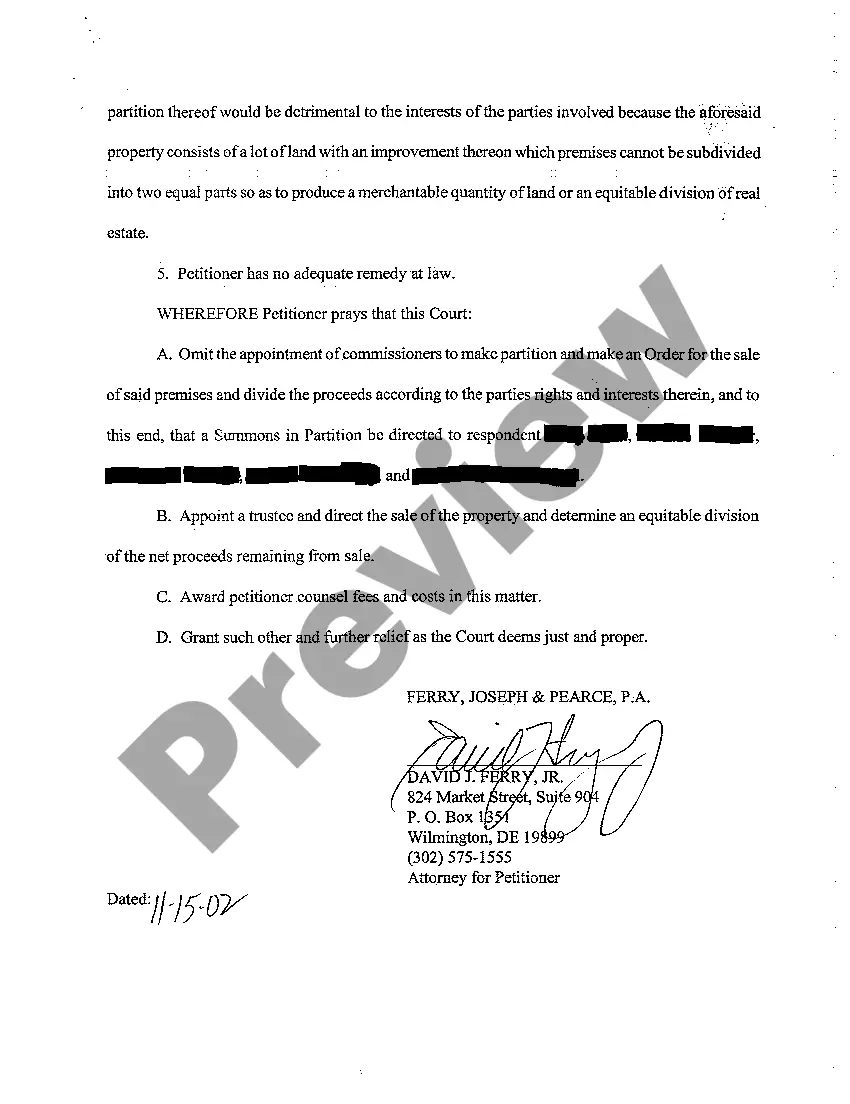 Preview A01 Petition for Partition