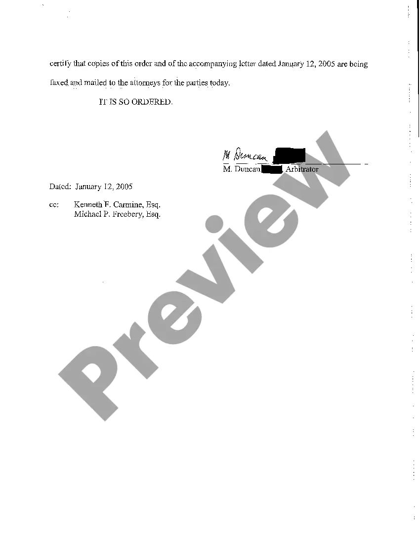 Preview A03 Arbitrator's Order Granting Judgment in favor of Plaintiff