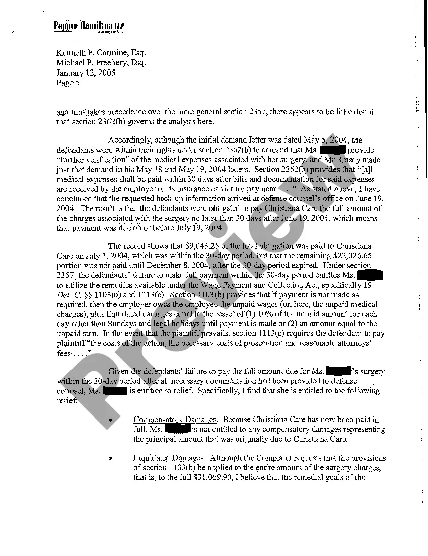 Preview A03 Arbitrator's Order Granting Judgment in favor of Plaintiff