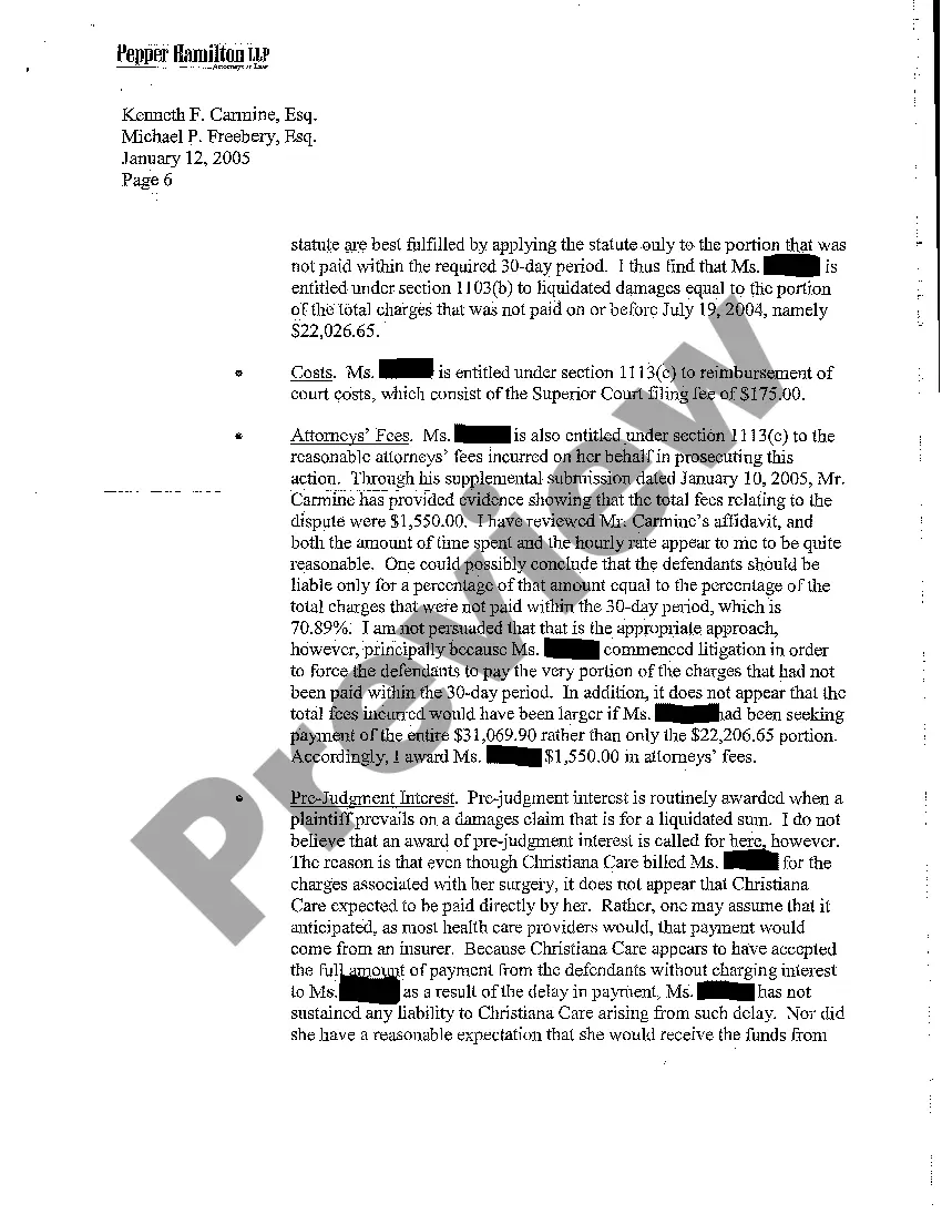 Preview A03 Arbitrator's Order Granting Judgment in favor of Plaintiff