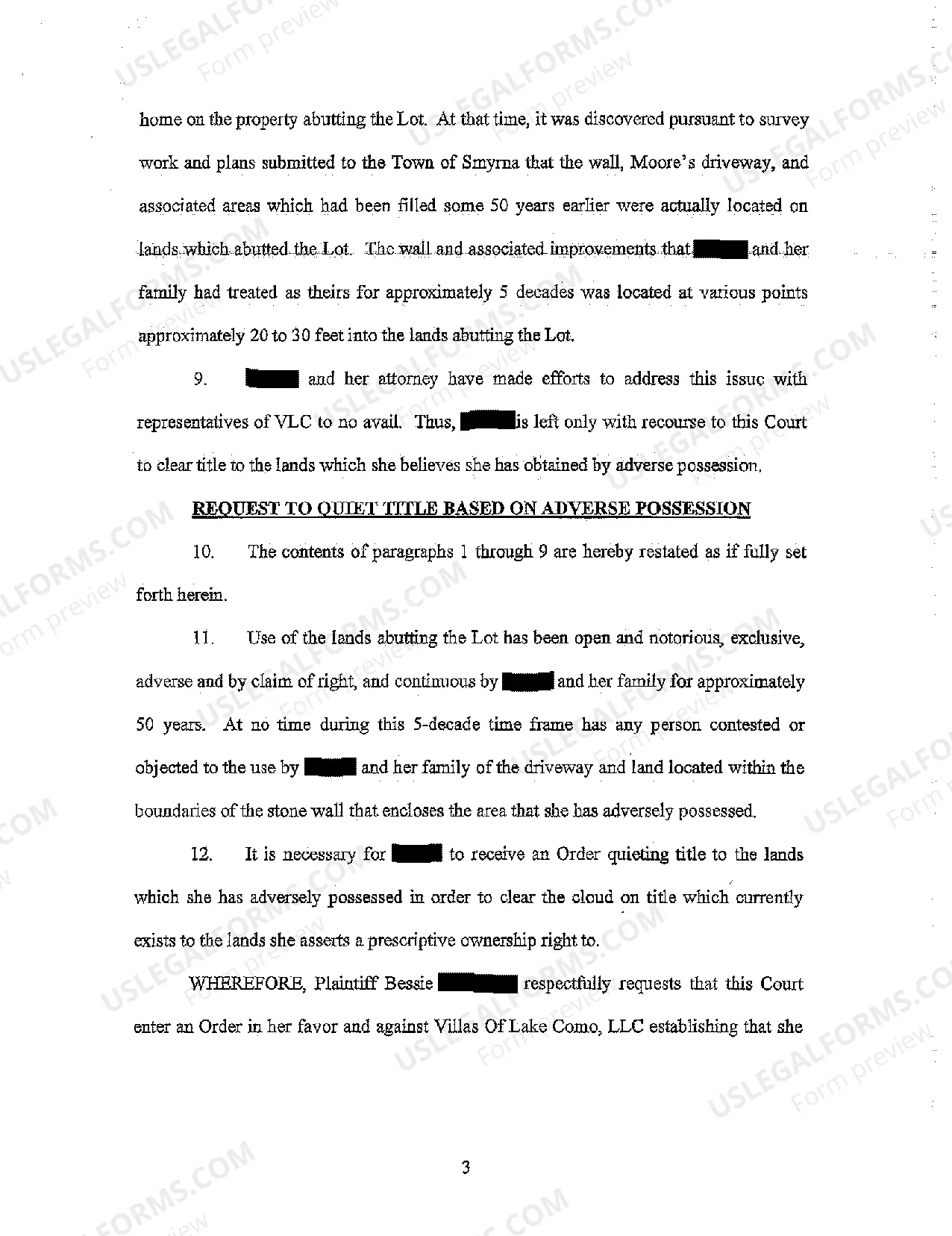 Preview Complaint to Quiet Title