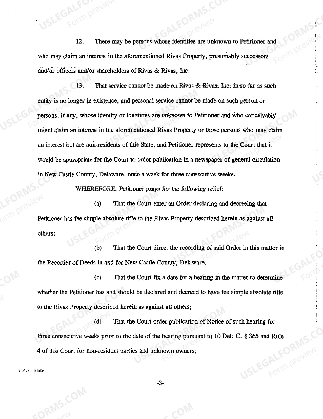 Preview Petition to Quiet Title