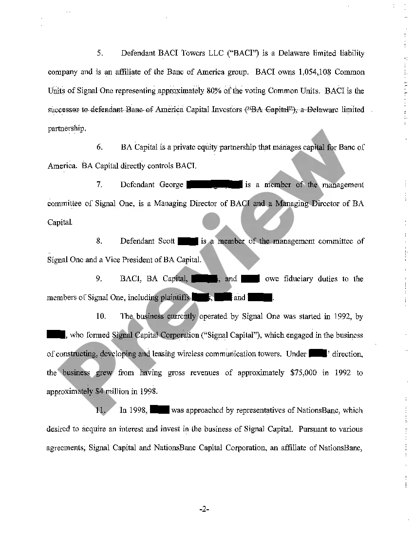 Preview A01 Complaint alleging Breach of Fiduciary Duties by LLC Members