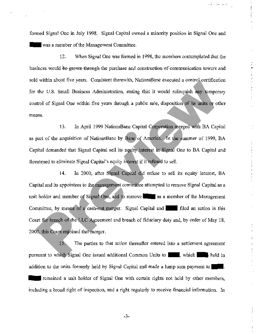 Preview A01 Complaint alleging Breach of Fiduciary Duties by LLC Members