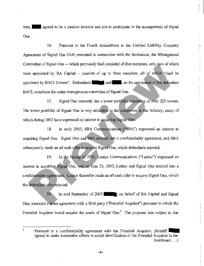 Preview A01 Complaint alleging Breach of Fiduciary Duties by LLC Members