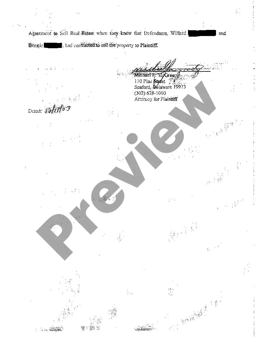 Preview Complaint for Specific Performance of Real Estate Agreement