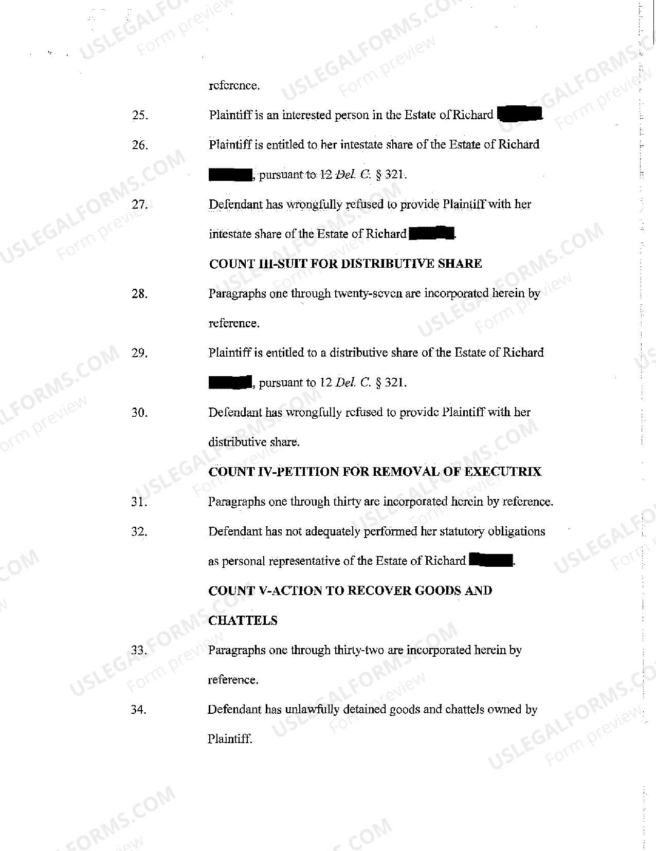 Preview Plaintiff's Verified Complaint for Injunction Relief and Damages regarding Distribution from Estate