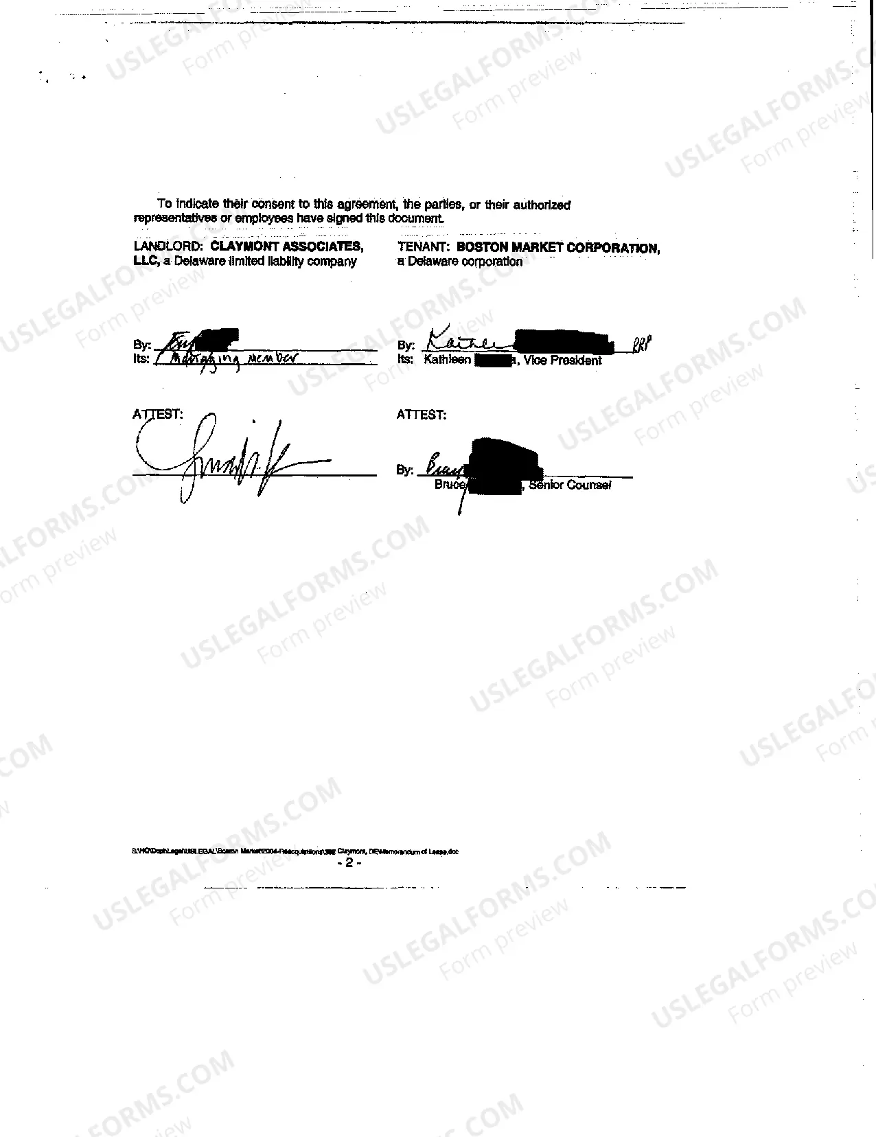 Preview Memorandum of Commercial Lease