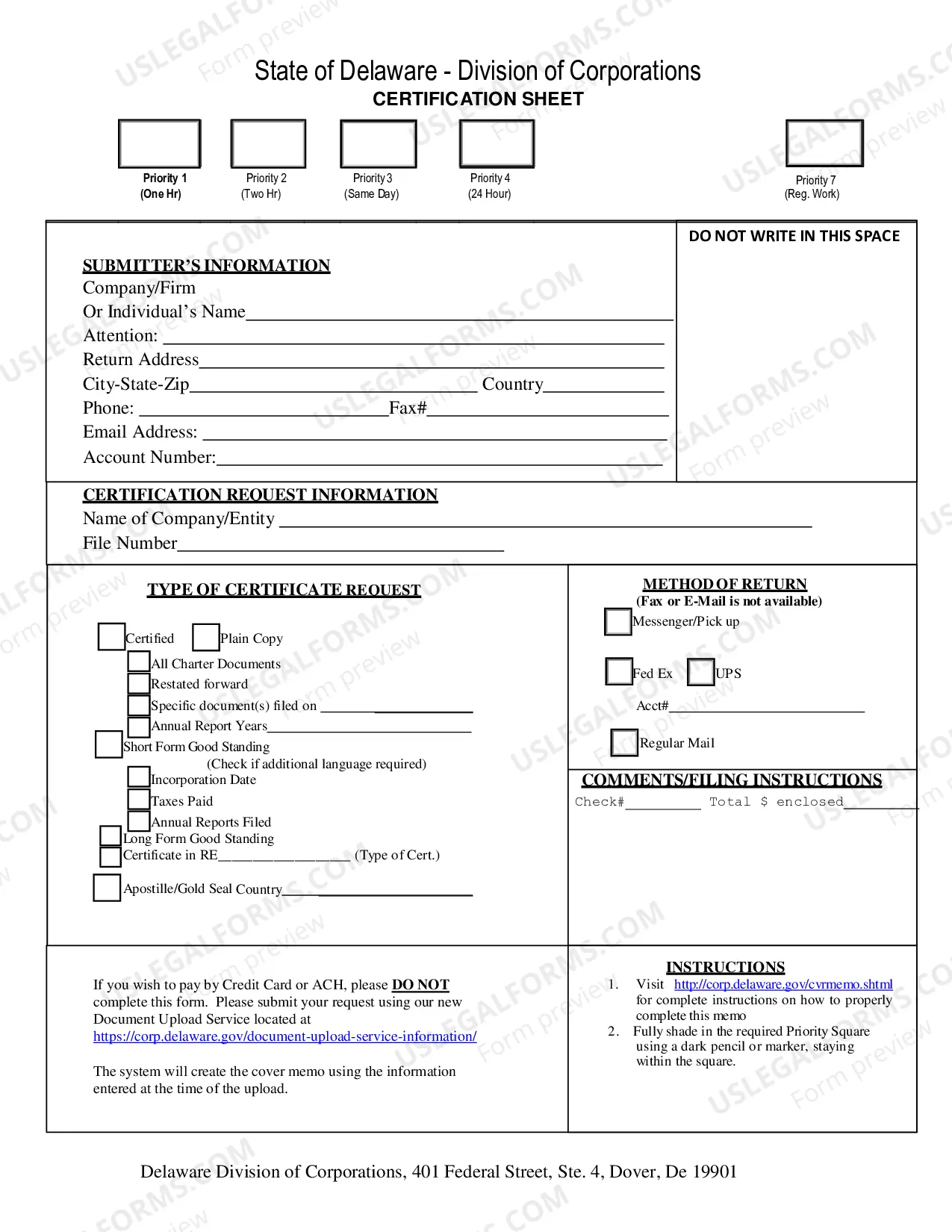 Preview Corporate Certificate Cover Memo