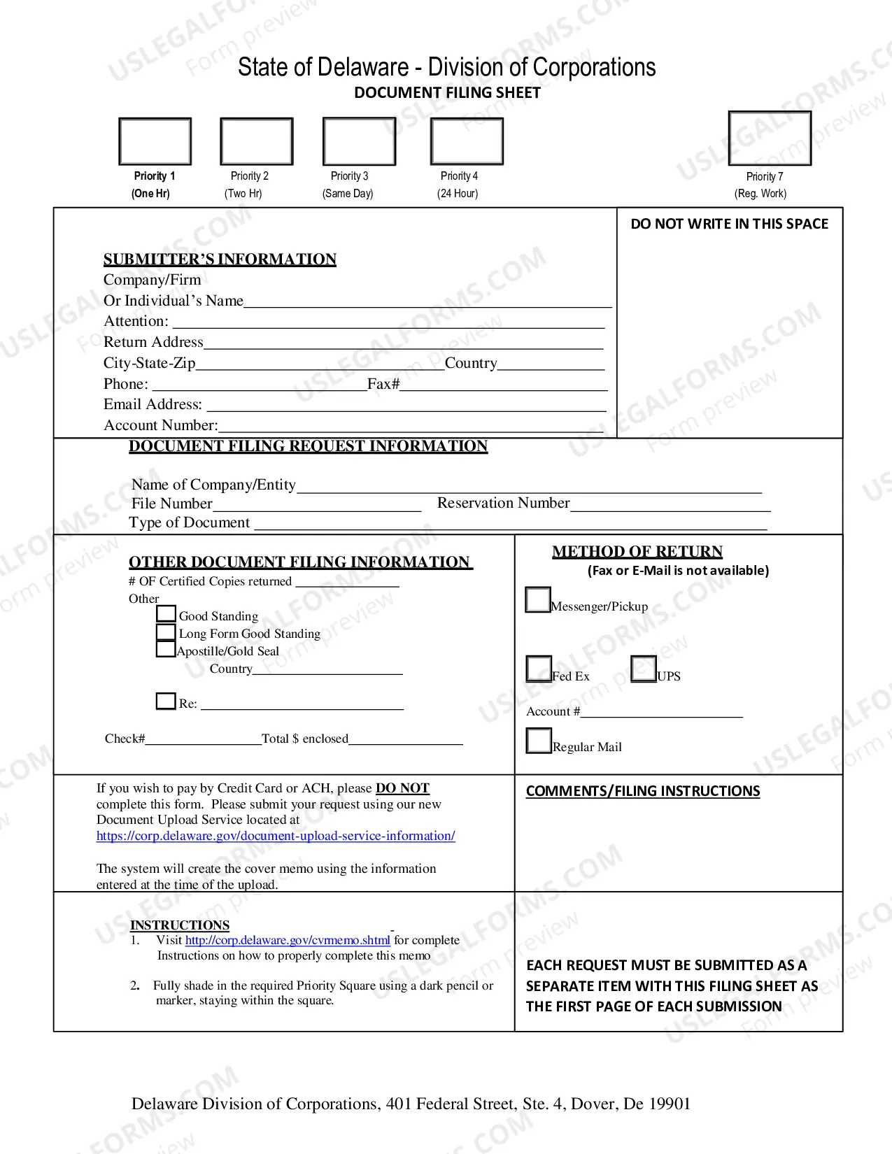 Preview Filing Cover Memo